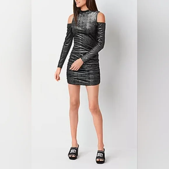 open lace back dress JUICY COUTURE Long Sleeve Rhinestone Mini Dress Velour